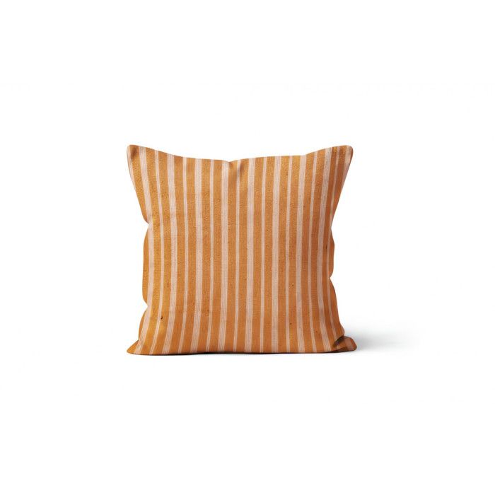 Coussin jacquard 40x40 cm COTONADE corail. Rayure jacquard Déhoussable Composition: 80% Coton 20% polyester 210Gr-m2, Garnissage: