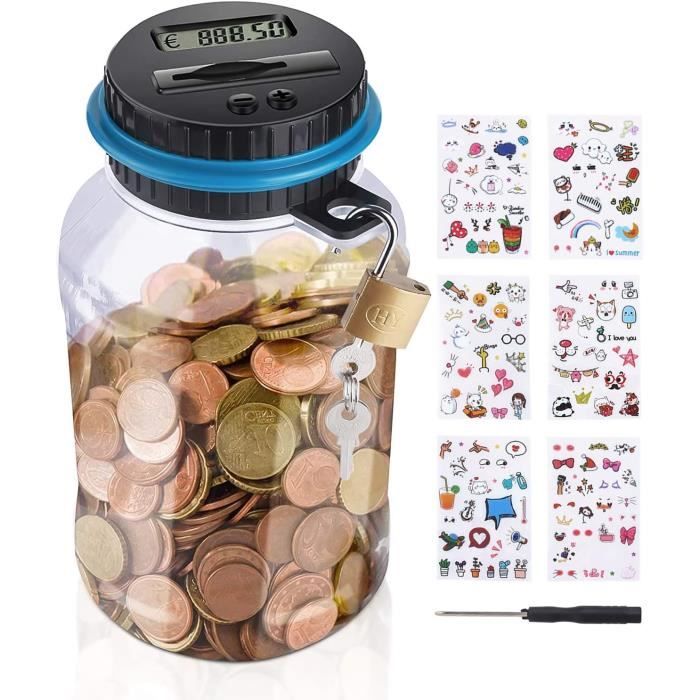 Tirelire Electronique Nullnet 1.8L Avec Compteur Automatique LCD - Grande Capacité Pour Enfants Et Adultes