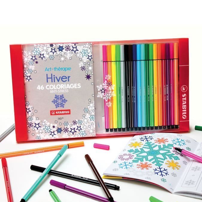 Art Therapie Coffret De Coloriage Anti Stress Carnet Hiver 18 Feutres Stabilo Pen 68 Cdiscount Beaux Arts Et Loisirs Creatifs