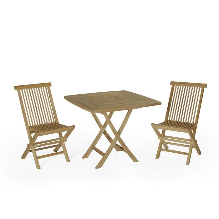 Salon De Jardin En Teck Ecograde Malo Table Pliante Carree 90 X