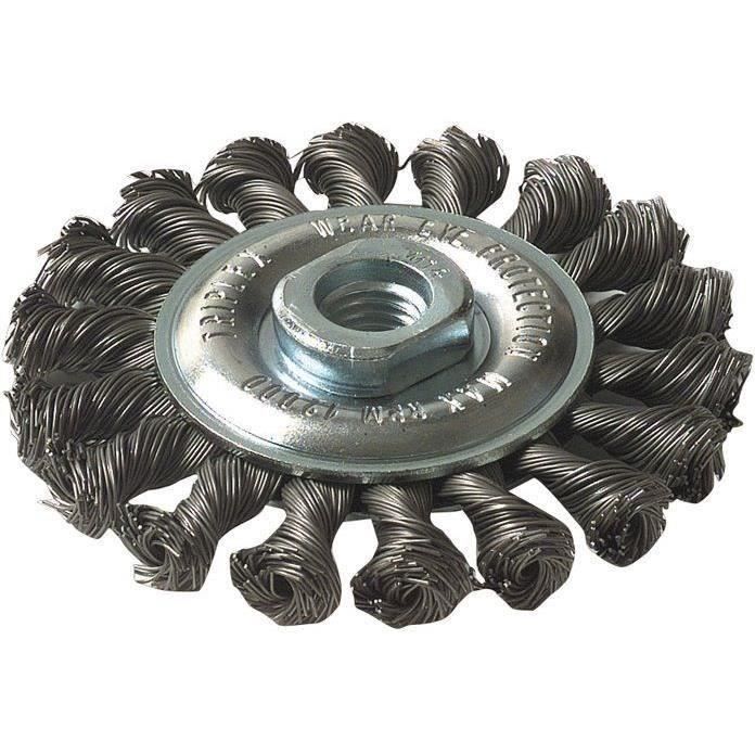 Brosse circulaire - Torsadée - TIVOLY - Axe 14 mm - Diamètre 115 mm