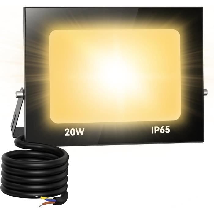 AUXTINGS Projecteurs LED Extérieur,20W 2000lm Eclairage de Sécurité Spot LED Extérieur Puissant, Blanc 6000K Lumineuse Lampe pour Entrepôt Garage Stade Arrière-cour,175V-260V IP66 Imperméable