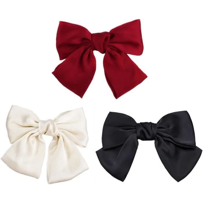 2 Pièces Grandes Pinces à Cheveux En Satin Soyeux, Noeud