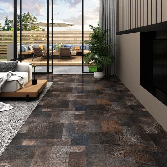 VidaXL Planche de plancher autoadhésif PVC5,11m² Marron structure bois