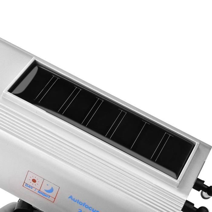 Fausse Caméra LED Solaire Argentée - Caméra Factice Surveillance Extérieure