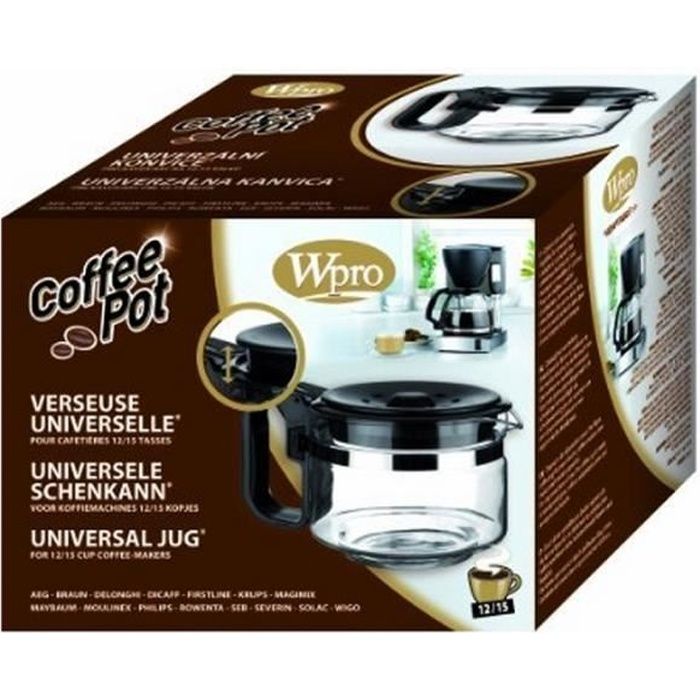 Verseuse Universelle WPRO UCF100 pour Cafetière - 12-15 Tasses - Verre Anti-choc