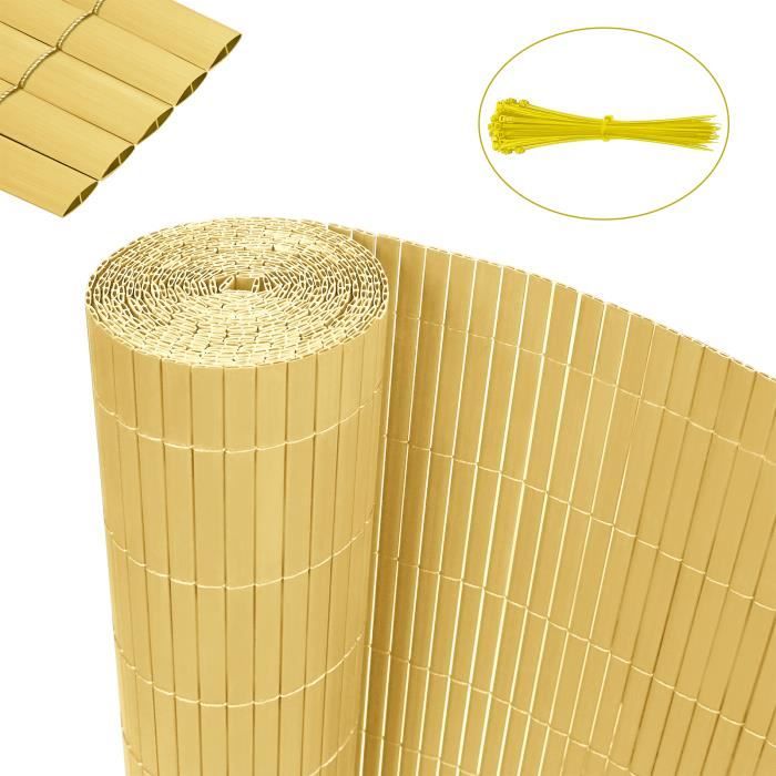XMTECH Canisse en PVC Brise Vue, 160x300cm Balcon clôture brise-vent avec cerclage, pour le jardin, Balcon ou terrasse, Bambou