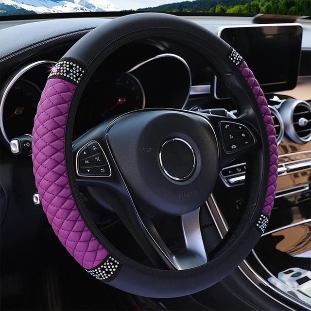 Noir Et Rouge-Véhicule Couvre Volant Voiture Protecteur De Volant Diametre 38cm 15 Simili Cuir 92189983