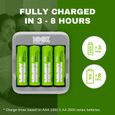 Chargeur Piles Rechargeables AA et AAA - 4 Piles AA Minh Rechargeables incluses | 100% PEAKPOWER | Chargeur Rapide avec USB 4 Piles-1