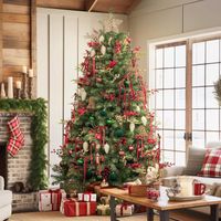 Sapin De Noël Artificiel 210 Cm Avec LED - 1200 Branches, 400 Lumières Blanches Chaudes, Difficilement Inflammable