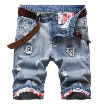 Tomwell Short Jean Homme Bermuda Déchiré Coupe Slim Casual Été Avec Poches