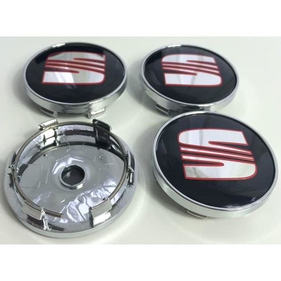 Rouge 4 caches moyeux pour Seat noir 60 mm