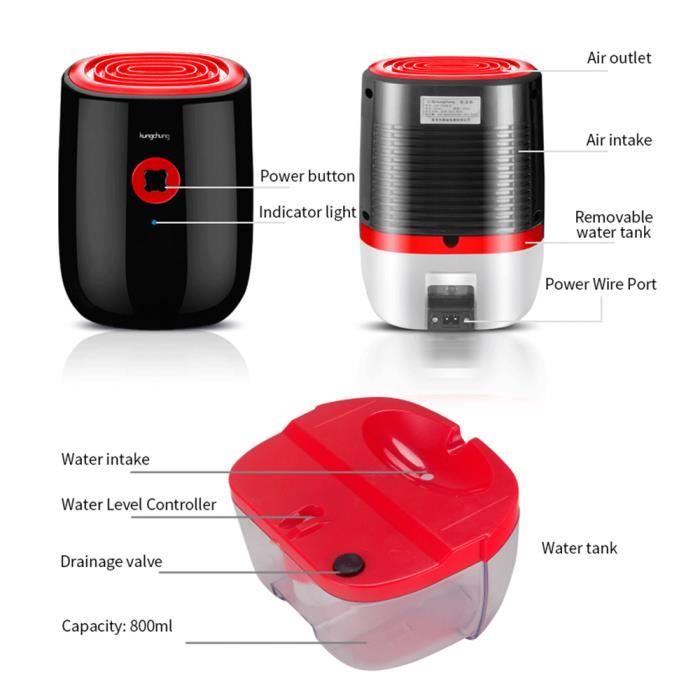 Déshumidificateur d'air électrique portable 700ml absorbeur d'humidité  ultra silencieux pour cuisine chambre -BON - Cdiscount Bricolage