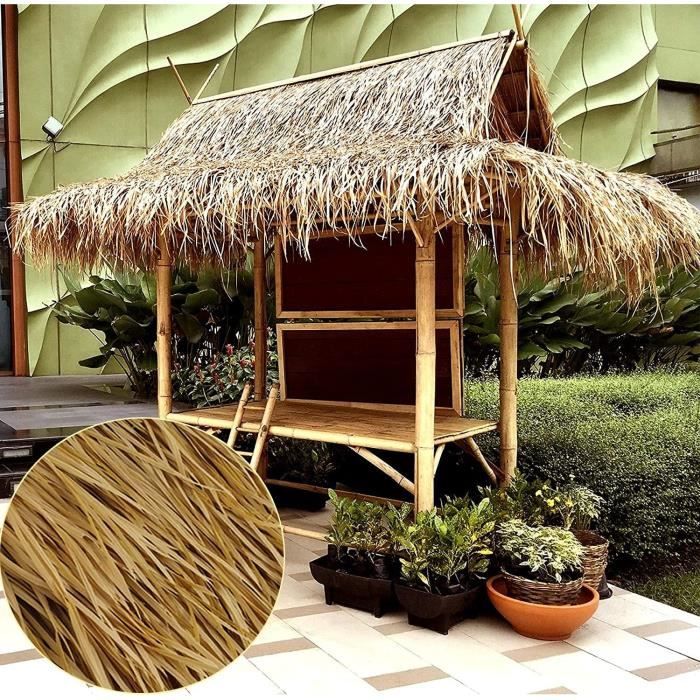Toiture de chaume pour barre Tiki, couverture de parapluie en tuile de  chaume de paille artificielle en plastique pour dessus de porte en  bois/patio/pergola/toit plat/auvent, bardeau jaune de pare-soleil (taille :  26