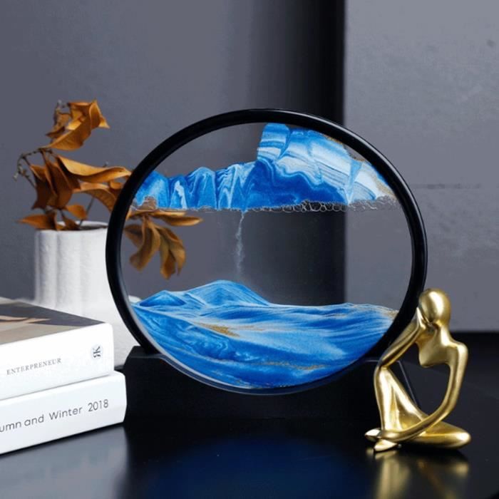peiyee Sablier Decoratif 3d Cadre Sable Mouvant,Peinture De Sable Fluide,Sablier Decoratif Cadre Sable Mouvant,Convient Pour Kits De Sable Pour Enfants Adolescents Adultes Cadeaux(Bleu, 7