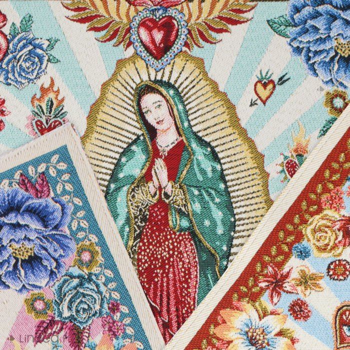 Carré Jacquard Polycoton 47x47 Cm - Motif Calavera Mexicain | Fabriqué En France