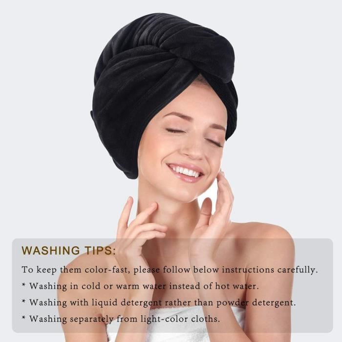 Lot De 2 Turbans En Microfibre Pour Cheveux - Absorbant Et Rapide à Sécher - Pour Femmes Et Enfants