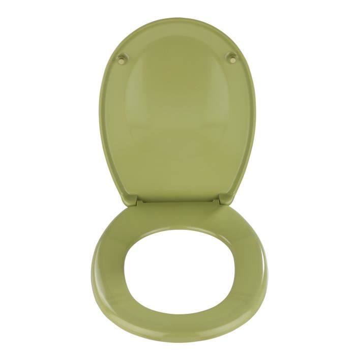 WENKO Abattant WC Bergamo vert, abattant WC avec fixation en acier inox  réglable, antibactérien, Duroplast, 35 x 44.4 cm, Vert - Cdiscount Bricolage