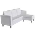 :-)864714 Canapé de relaxation, Style Contemporain Design, Canapé sectionnel à 3 places Cuir synthétique Blanc-2