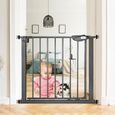 Aufun Barrière de sécurité porte et escalier, Fixation par pression, Pour espace de 85 -95 cm, pour animaux, Bébé et Enfant - Noir-2
