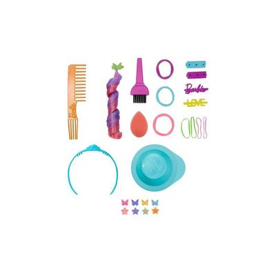 Barbie Ultra Chevelure Tête à Coiffer - Cheveux Bruns Arc-en-ciel - 22 Accessoires Color Reveal - Dès 3 Ans