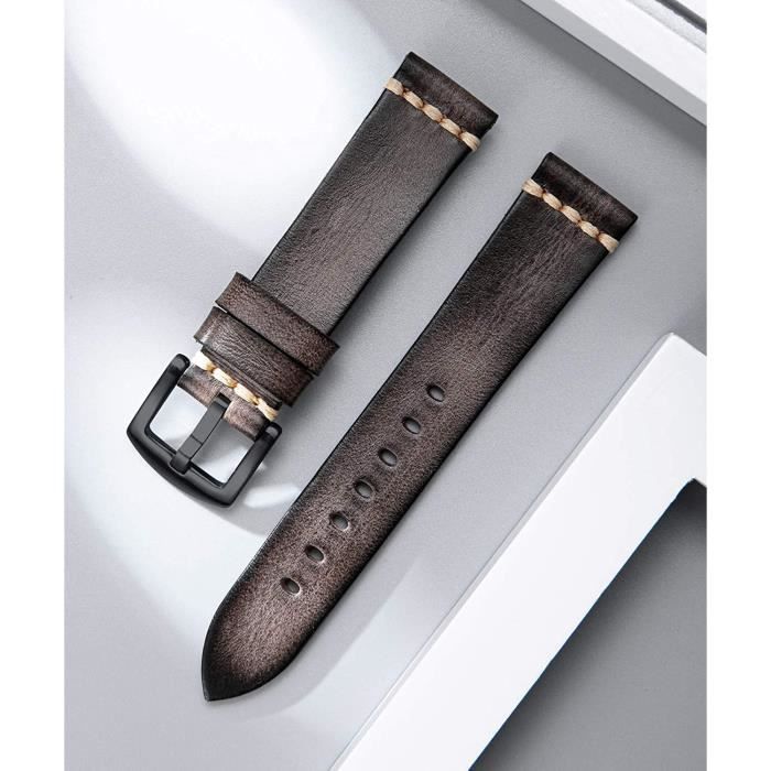 Bracelet de Montre en Cuir Tann e pour Homme Femme Bracelet Montre