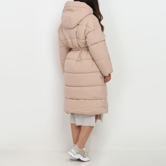 Doudoune oversize beige fonc matelass e ceintur e Jaune
