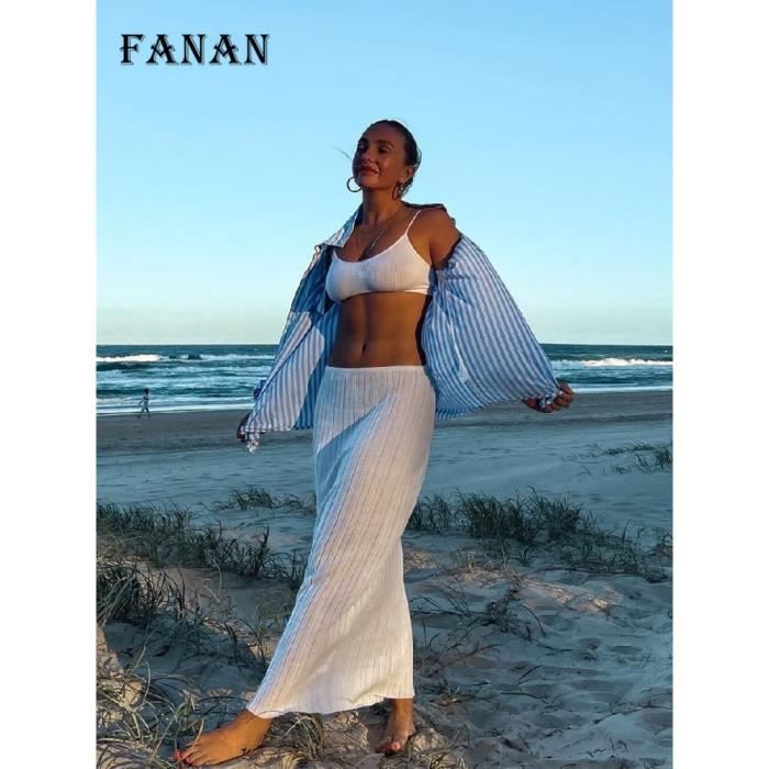 Jupe Jupe longue c tel e transparente et Sexy taille haute pour