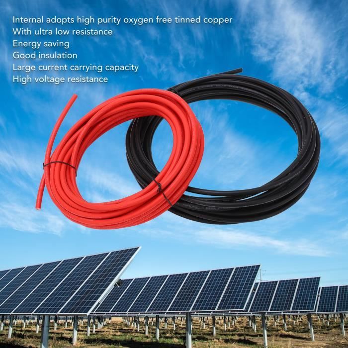 1 paire de fils de panneau solaire 12AWG avec connecteur Câble d'extension  d'adaptateur solaire pour bricolage gaine 2m / 6.6ft - Cdiscount Bricolage