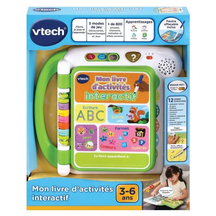 Livre d'activités interactif VTECH - J'écris, Je Joue, J'apprends - Rose et  blanc - Pour enfant de 3 ans et plus - Cdiscount Jeux - Jouets
