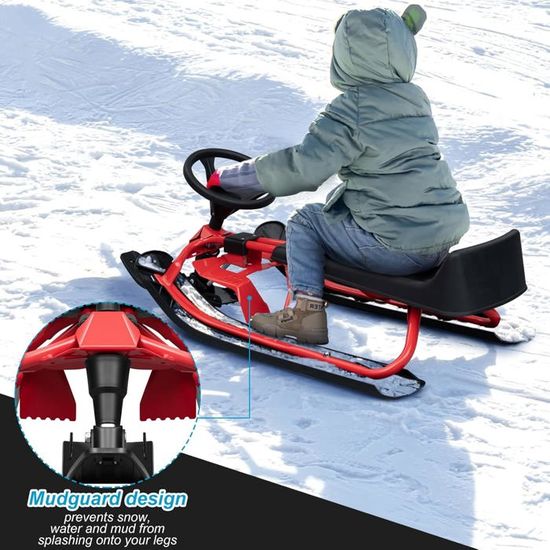 Luge En Bois Pour Enfant 120 Cm Avec Dossier Amovible Et Corde De Traction - Patins En Acier, Capacité ~150 Kg