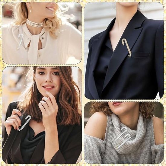 12 épingles De Sûreté Décoratives Avec Strass & Perles – Pour Vêtements, Châles, Jeans – Accessoire Mode Fantaisie