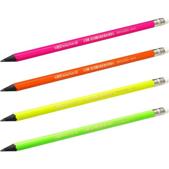 BIC BIC Evolution Original Crayons À Papier Gomme Intégrée Pointe HB Boîte De 12 