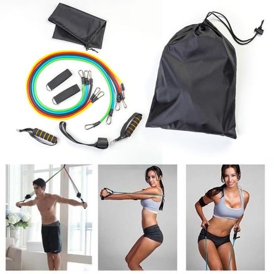5 Bandes de résistance Elastique Musculation Sangles Poignets Chevilles Ancre Porte Gym Pilates Yoga - Sport & Plein air