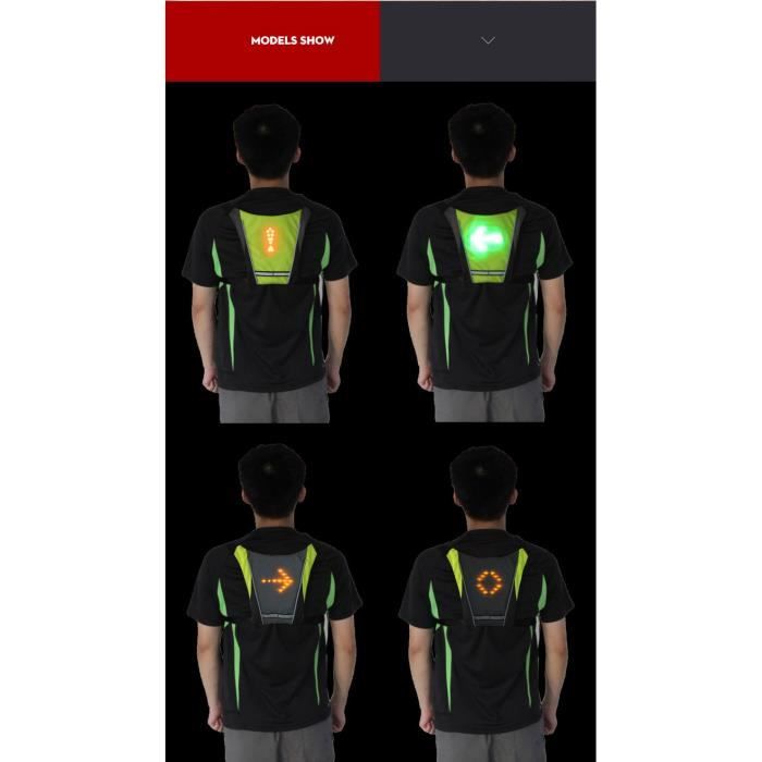Gilet Vélo Clignotant JTKLION - 48 LED, USB Rechargeable, Télécommande Pour Signaux