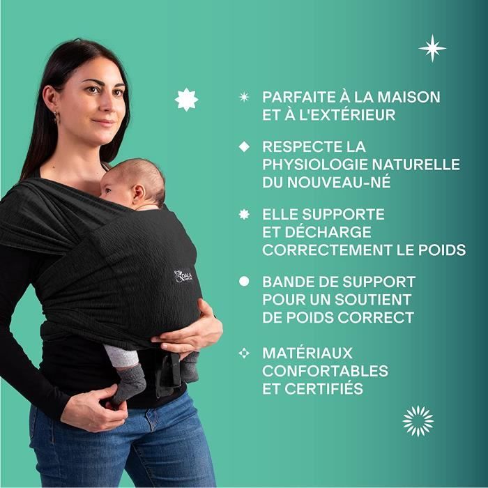 Koala Babycare Une echarpe de portage facile a enfiler, reglable, unisex -  Porte-bebe multifonctionnel pour les bebes jusqua 9 k - Cdiscount  Puériculture & Eveil bébé