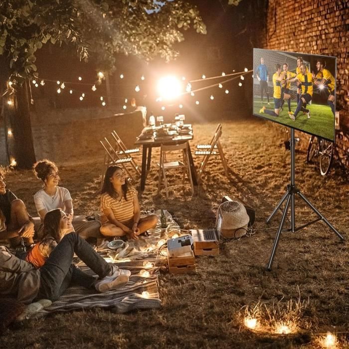 COSTWAY Support TV Sur Pied Mobile Pour 32" à 70" Avec Prise Secteur, Inclinable, Réglable En Hauteur, Tablette AV Réglable, 50kg - TV Son Photo