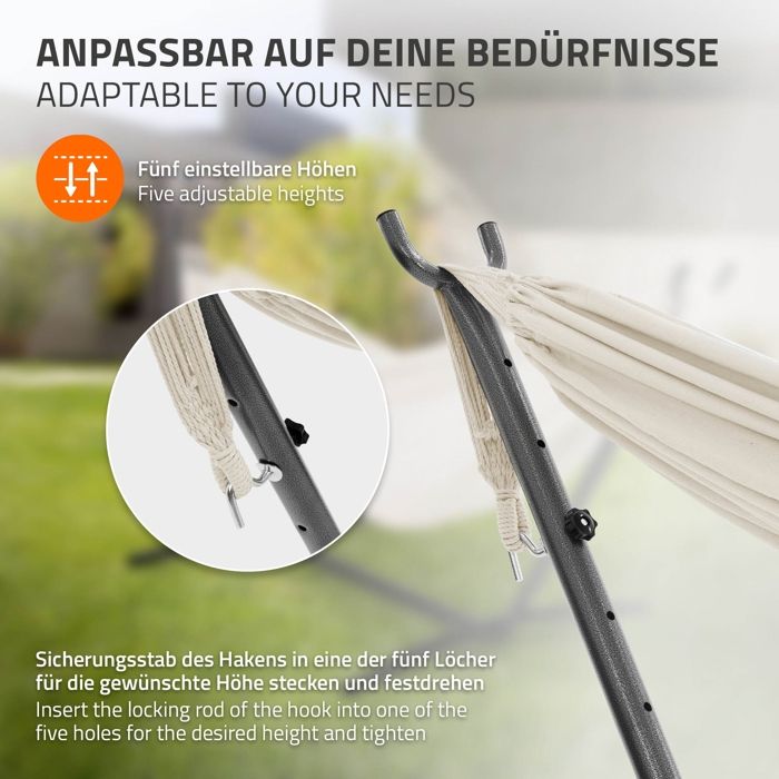 Hamac Avec Armature Métal - 120kg Max - Intérieur/extérieur - Coton - Sac Transport Inclus