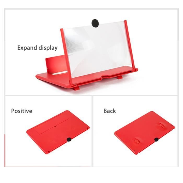 Loupe Écran 12 Pouces Pour Smartphone - Amplificateur 3D HD - Support Pliable - Compatible Tous Téléphones