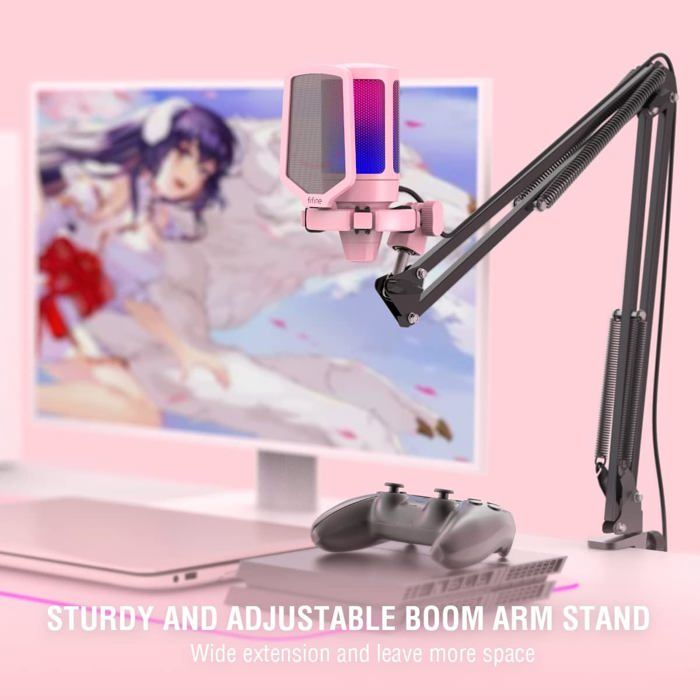 FIFINE Microphone Dynamique USB/XLR Avec Contrôle RGB/prise Casque/muet, Micro Pour Enregistrement De Jeu Sur PC Streaming AmpliGame-AM8