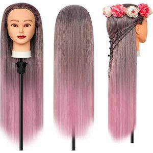 Tête D’exercice Coiffure 56 Cm – 90% Vrais Cheveux – Résistante 200°C – Support Inclus – Bestmall