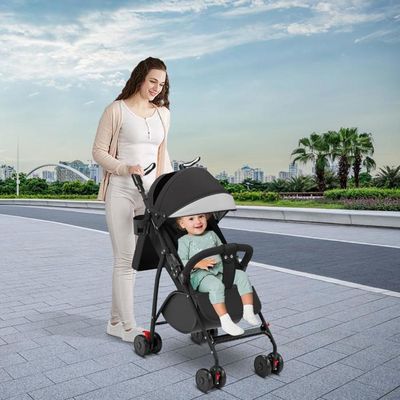 Poussette Canne Compacte 0-36kg Avec Moustiquaire Et Panier - Poussette Voyage Légère Et Confortable