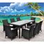 Salon De Jardin Table En Resine Tressee Noir 8 Pl Achat Vente