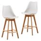 Lot De 2 Tabourets De Bar Scandinave Blanc Pied En Bois