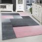 Tapis Moderne Designer Salon Karts Court Fleuri Messages Rose Gris Blanc 80x150 Cm