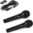 2 Microphones Chant KARAOKE Conférence, Musique Dynamique Unidirectionnel Noir- Câble XLR-XLR 3m  -0