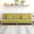 Canapé-lit à 2 places vert en tissu - Banquette Clic clac - Sofa Divan convertible-0