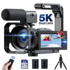 CAMPARK Caméscope 4K+1080P UHD Double objectif avant arrière Caméra vidéo 56MP WiFi avec microphone