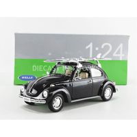 Voiture Miniature de Collection - WELLY 1/24 - VOLKSWAGEN Beetle avec planche de surf - 1959 - Black - 22436SBBK