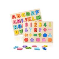 Puzzle en Bois 2 Pièces Alphabet en Bois et Numéro d'apprentissage Jouet Apprendre Les Lettres,Assortir et Trier, Jouet Éducatif